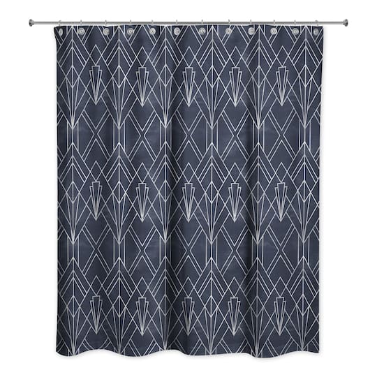 Navy White Depattern 71" x 74" Shower Curtain